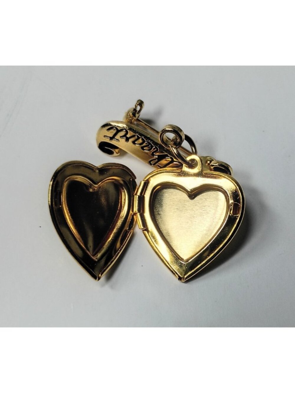 Vintage Gold Tone Marine Corps Sweetheart Heart Locket Dangle Brooch Pin USMC - Picture 3 of 4